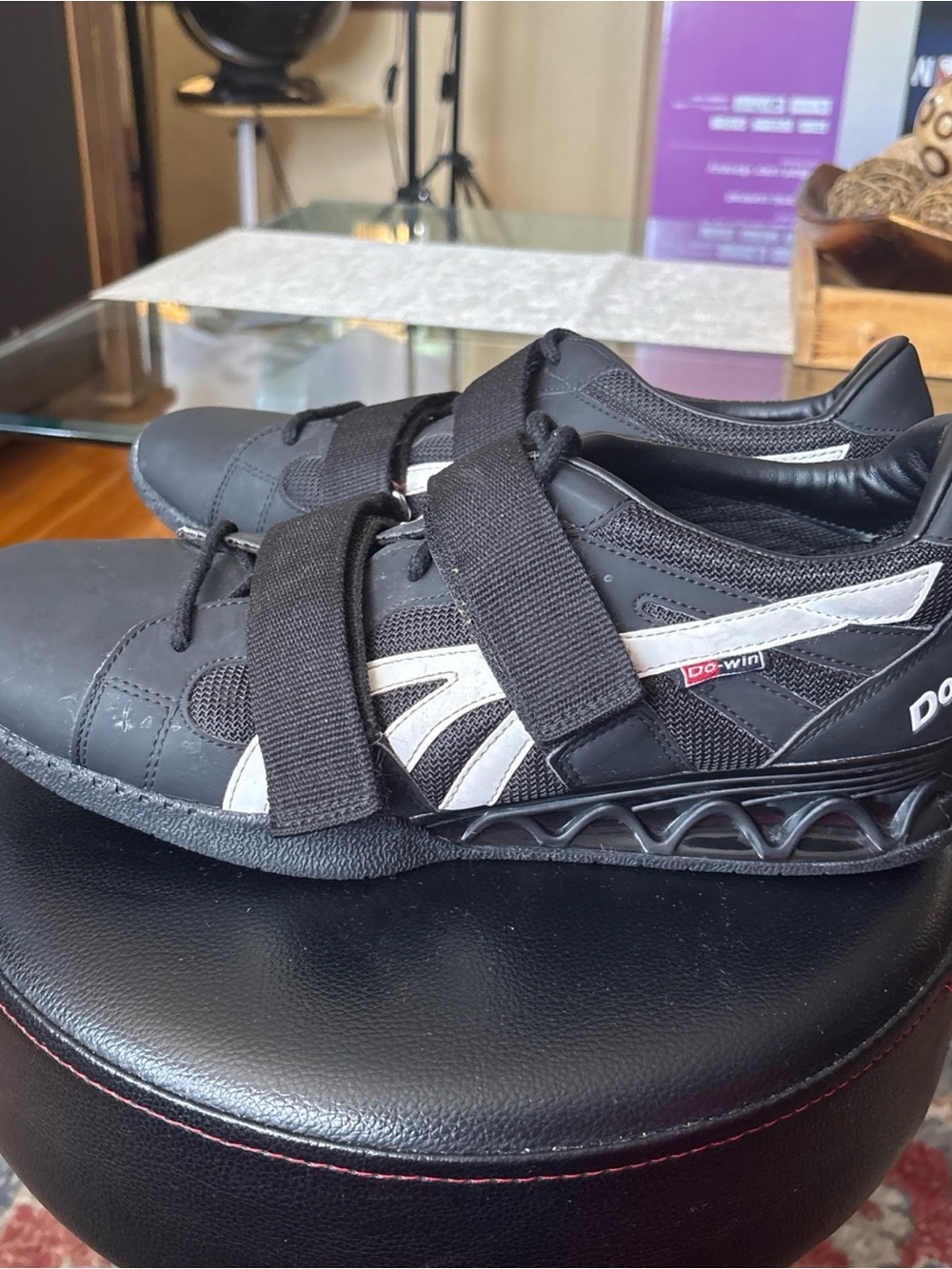 DO-WIN Men's , POWERLIFTING  Black Velcro Strap Sneakers , size 12.5